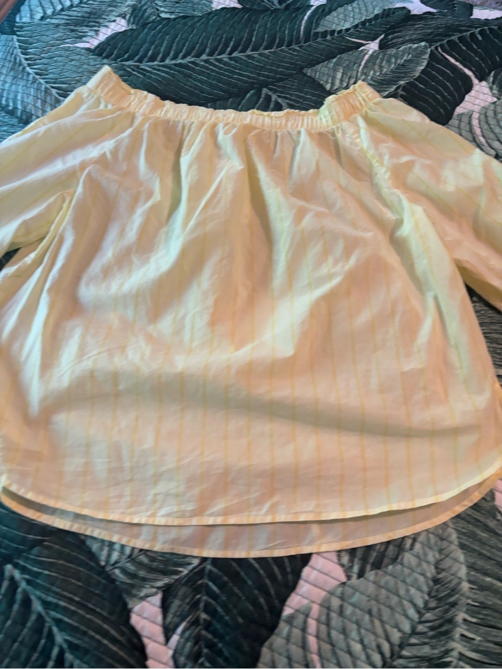 H&M Off-Shoulder Light Yellow Stripe Blouse